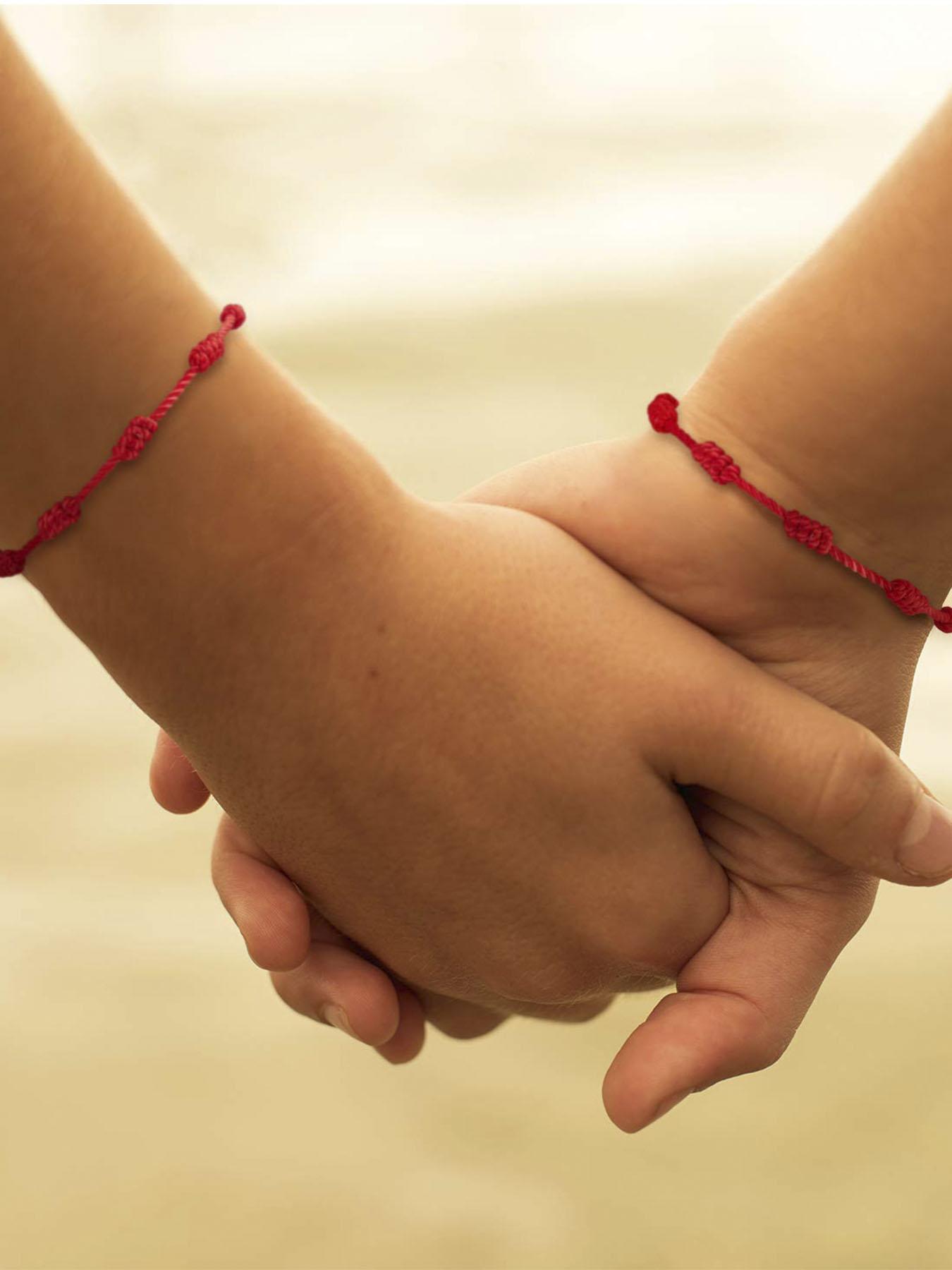 2 Pieces String Handmade Bracelets, Adjustable Kabbalah Knot String Bracelet, Amulet for Protection, Evil Eye, Good Luck