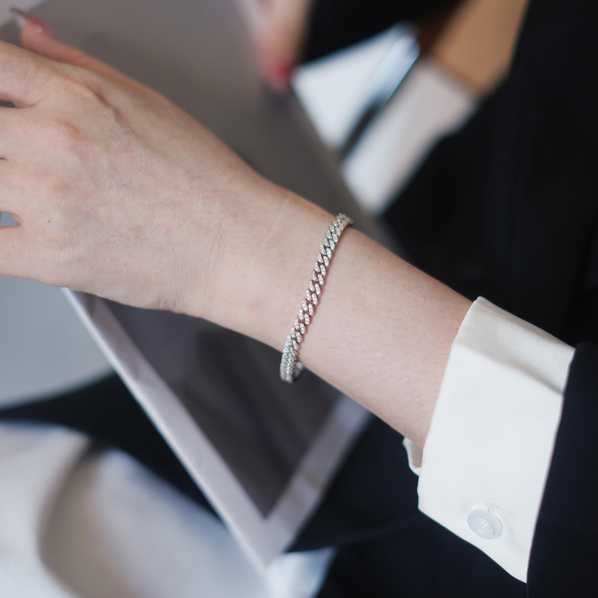 【#355】5mm Synthetic Moissanite Cuban Link Cuban Bracelet and Necklace Jewelry in 925 Sterling Silver 【#355】5mm Synthetic Moissanite Cuban Link Cuban Bracelet and Necklace Jewelry in 925 Sterling Silver