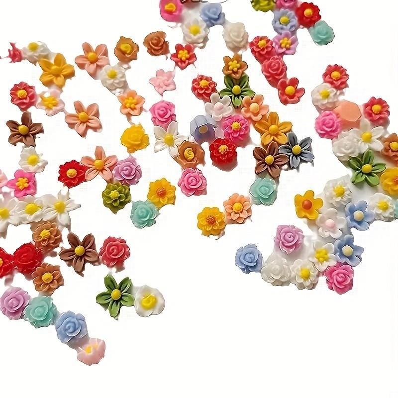 100pcs Pastel Floral Star Beads, Small Handmade Beads for Jewelry Making, Nail Art, Hair Accessories, DIY Projects, Bright Colors