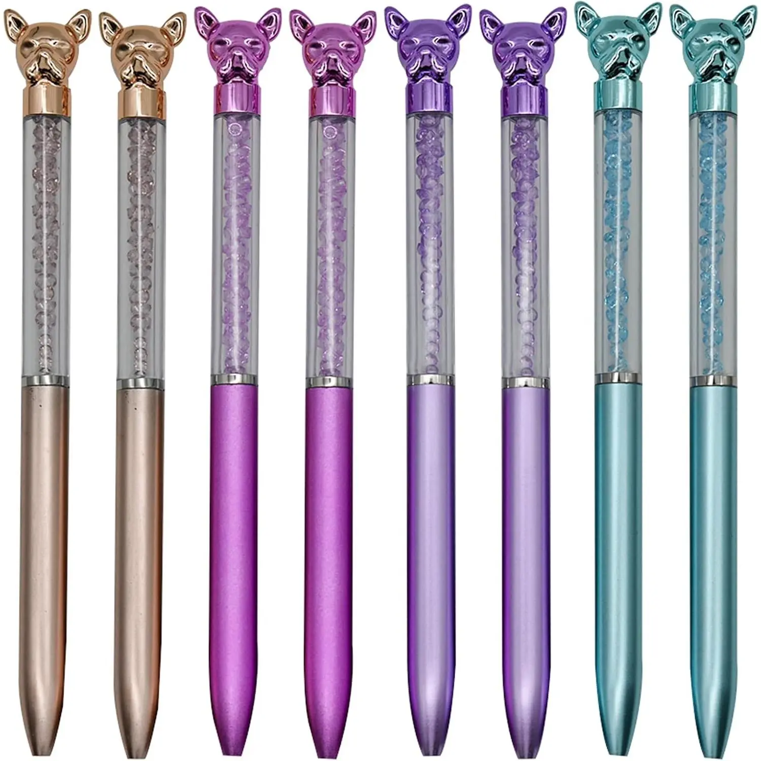 12 count  Shape Ballpoint Pens Bulldog Pen Retractable Bling Rhinestones Pen Cute  Puppy Pens Colorful  Quicksand Style Black Ink for School Party  Students