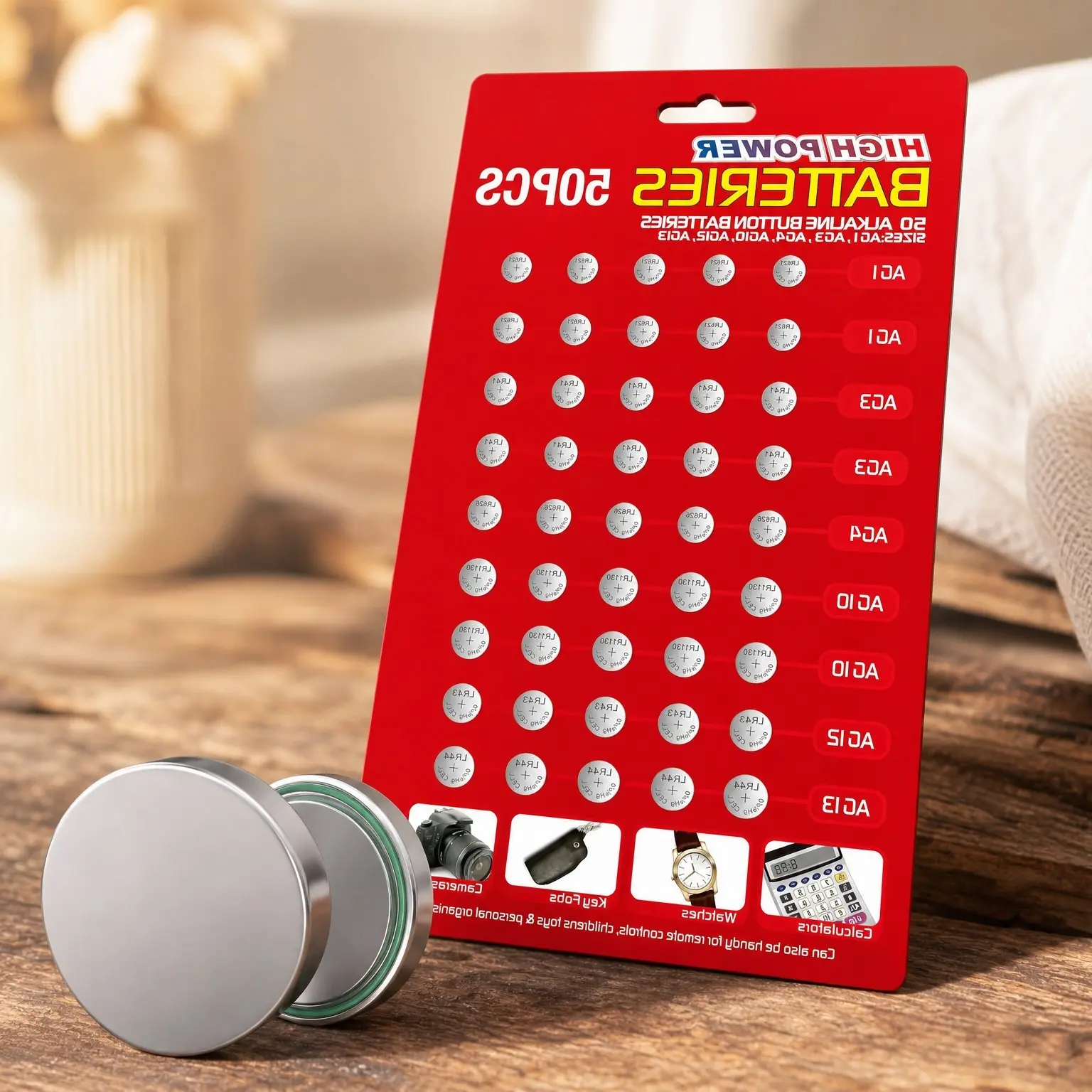 50pcs Assorted Alkaline Button Coin Cell Batteries 1.5V AG1/LR621 AG3/LR41 AG4/LR626 AG10/LR1130 AG12/LR43 AG13/LR44 Set 0% MercuryGift