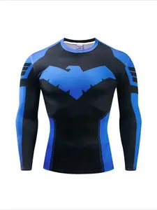 High quality 3D printed T-shirts for men, compressed shirts, comic role-playing costumes, Halloween costumes, men's Y2K long sleeved tops