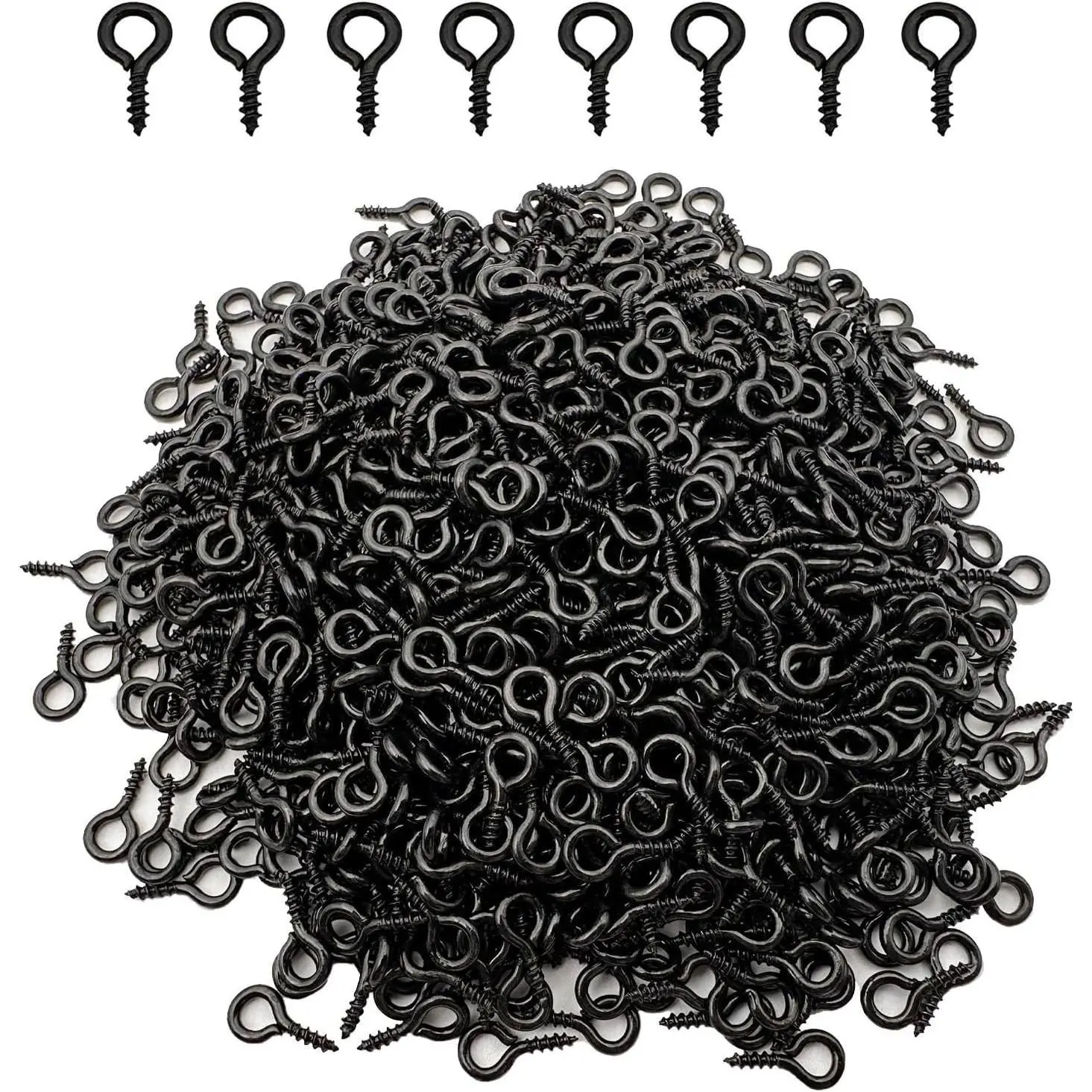 1000 Pcs Black 10 x 5mm Small Screw Eye Pins Eyelet Hooks for DIY Jewelry Making Craft