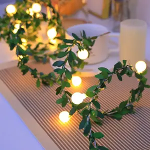 Artificial green vine string lights, faux-leaf LED decorative tape, suitable for bedroom walls, weddings, parties, balconies, bookshelves, and cozy home decor