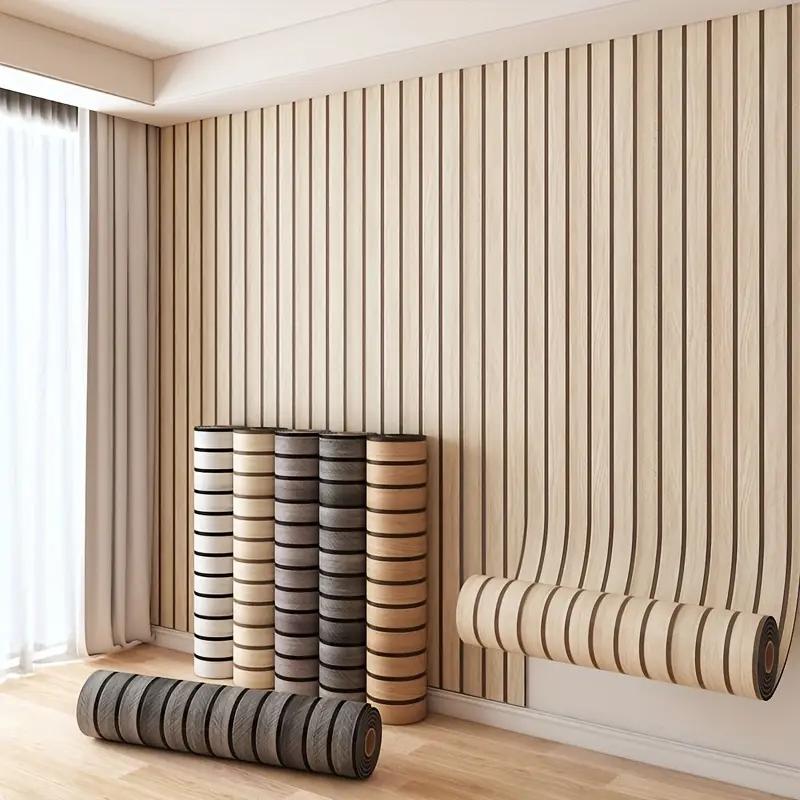 Self-Adhesive Wood Grain Panel Wall Sticker, Easy DIY Ceiling Partition, Suitable for Multiple Indoor Scenarios, TV Background, Hallway Decor