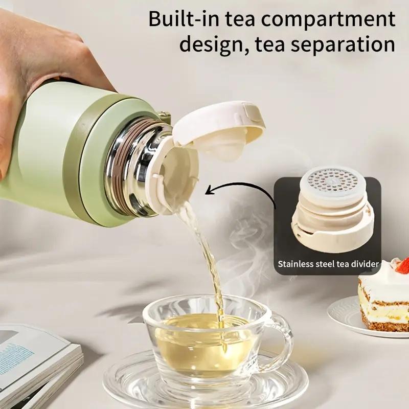 Stainless Steel Insulated Water Bottle 600ml/1L with Rope, Dual-Function Coffee Cup, Portable Outdoor Vacuum Insulated Flask for Camping, Cycling, Home & Office