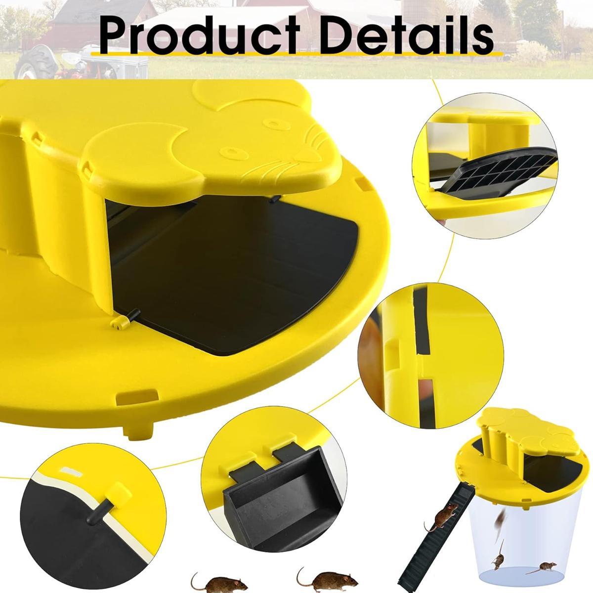 Mouse Trap Bucket - Mouse Traps Indoor for Home - Multi-Catch, Auto-Reset, Humane or Lethal Rat Trap - ABS Material -Reusable Mouse Trap,Flip N Slide Bucket Lid Mouse Trap, Mouse Traps Bucket for Indoor and Outdoor Use