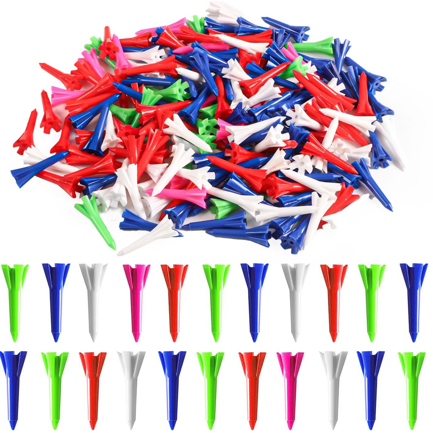 Golf Tees Plastic 1 1/2 inch Value 100 Pack, Upgrade More Unbreakable Bulk Stable Reduce Friction Side Spin Tee for Men Women Ladies