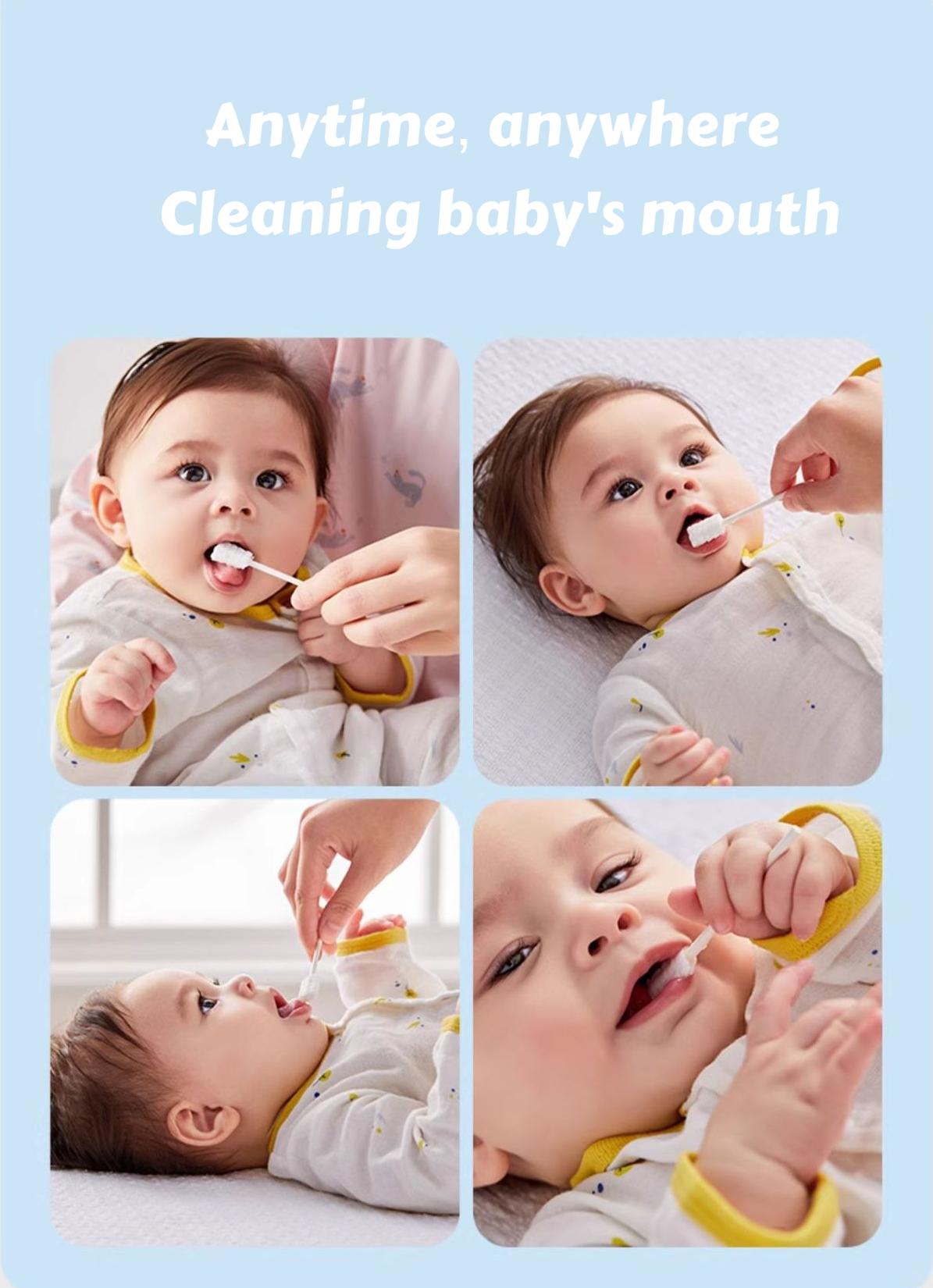 Baby Tongue Cleaner, Newborn Baby Toothbrush,30pcs/60pcs Disposable Infant Toothbrush Clean Baby Mouth,Gauze Gum Cleaner Toothbrush Baby Oral Cleaning Stick Dental Care Excellent gift for Christmas and new year Toothpaste Alternative