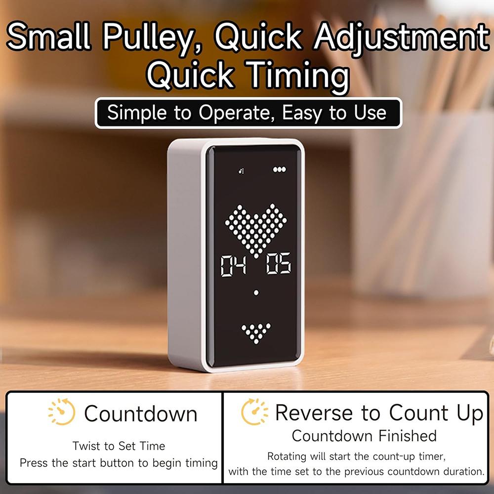 Sand Timer, Digital Hourglass Timer, Rechargeable Magnetic Visual Timer with Large LED Display, Adjustable Volume for Classroom, Cooking, Fitness, Baking, Kids Learning & Teaching