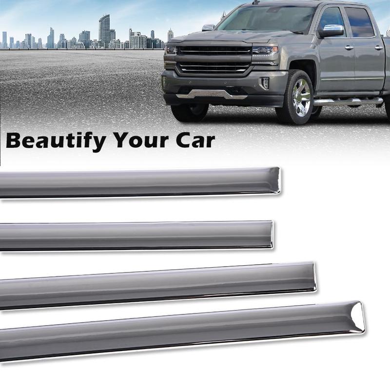 CROSSDESIGN Fit For 14-18 Silverado/Sierra Crew Cab Body Side Molding Trim 4PCS 1/18" Chrome