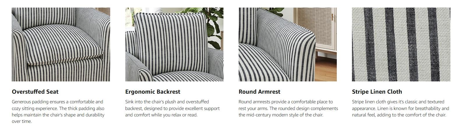 [SpringStatements] Upholstered  Swivel Accent Reading Chairt with Backrest Cushion – Armless Modern Lounge Chair with Soft Seat and Wooden Legs for Bedroom, Living Room, Small Spaces, Easy to Assemble