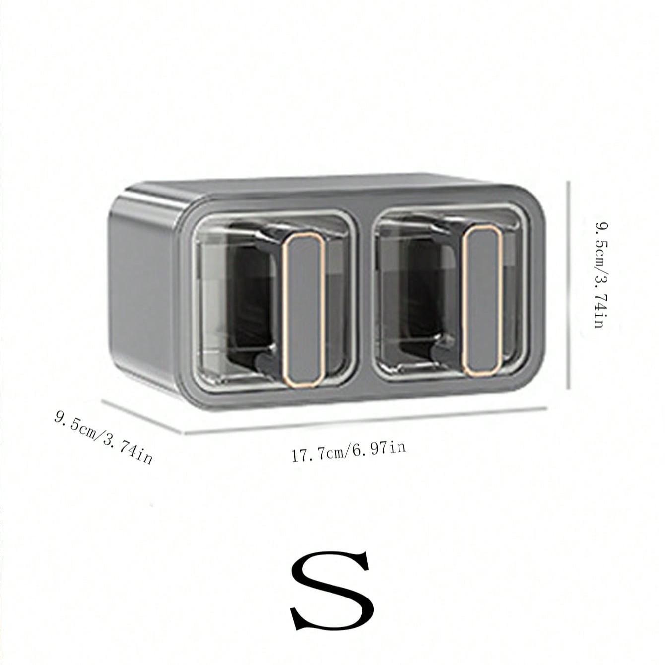 1pc Kitchen Spice Box with Spoon, Adjustable Storage Container, Wall-Mounted Sealed Seasoning Set, Multi-Functional Organizer