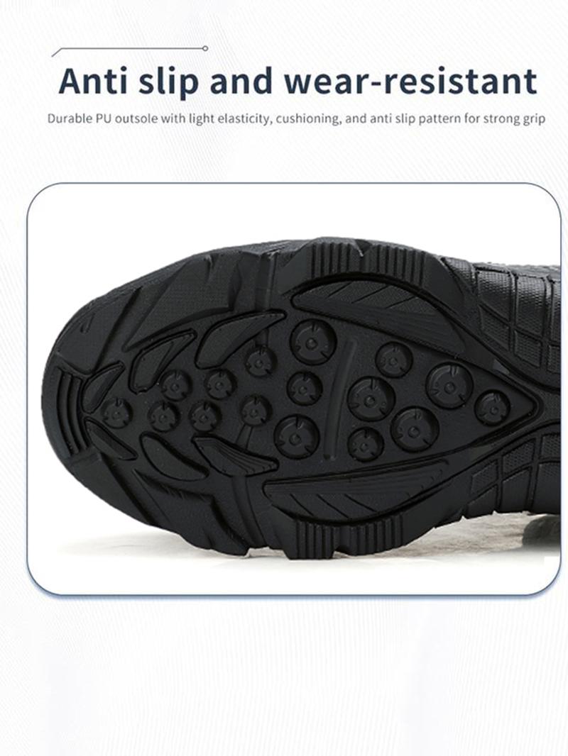 Men's Letter Pattern Steel Toe Boots, Casual Breathable Comfortable Non-slip Work Boots, Fashionable Safety Industrial & Construction Boots, Boy