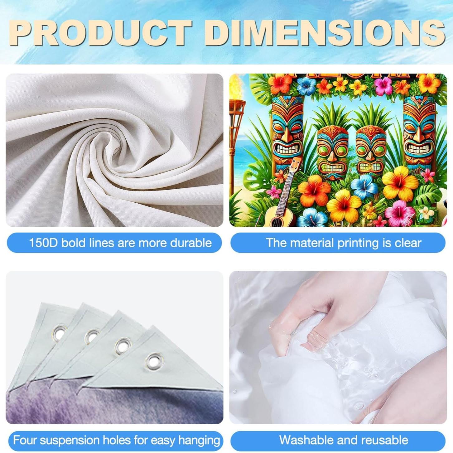 Aloha Hawaii Backdrop Banner, Beach Tropical Photography Decoration, Summer Hawaiian Flamingo Floral Palm Leaves, Party Supplies