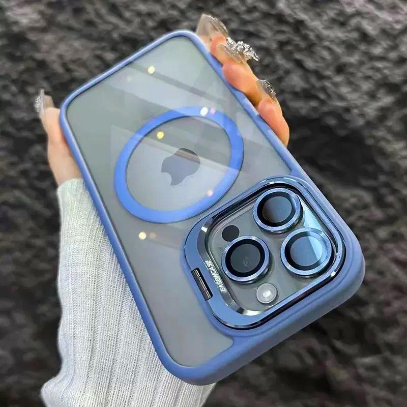 Magnetic Shockproof Phone Case with Stand, Phone Protective Cover, Protection, Phone Accessories Compatible with iPhone 17/16/15/14/13/12/11 Pro Max and Plus, Casing Protector