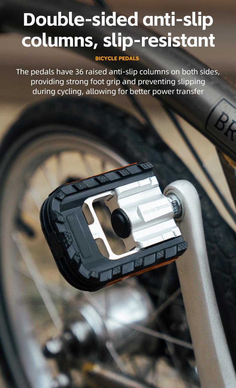 ROCKBROS Folding Bike Pedals Aluminum Alloy Foldable Bicycle Pedals 9/16 Inch Lightweight with Reflective Strips&Non Slip for Folding Bike, Electric Bike