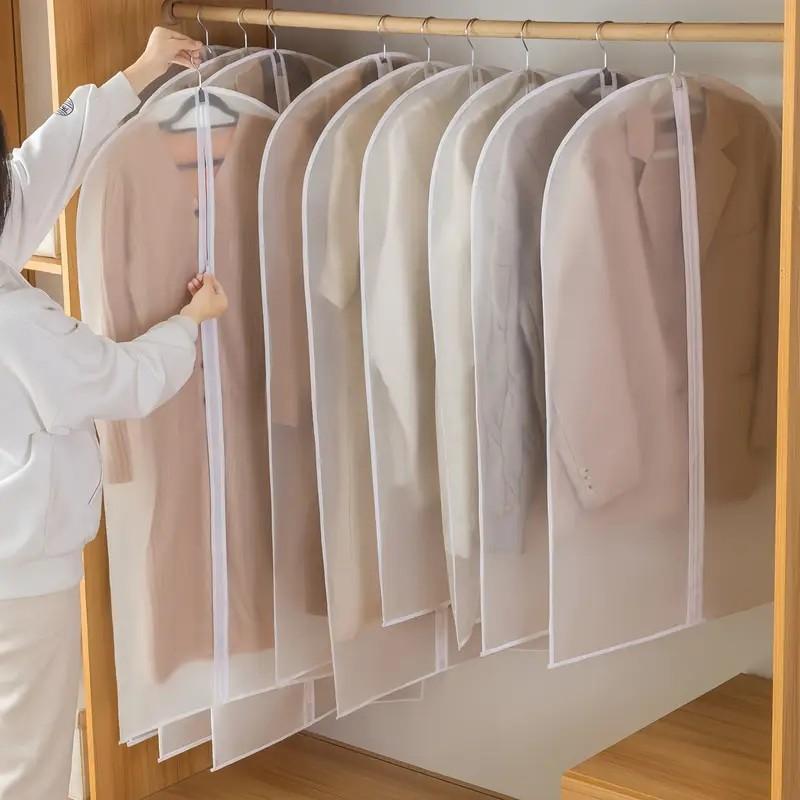 5pcs Semi-Transparent PEVA Dust-Proof Clothing Storage Cover, Suitable for Hanging Clothes, Dust-Proof Suit Bag for Home Wardrobes, Organizing And Storing Space for Spring And Summer, Travel Essentials, Clothing Protection Storage Bag