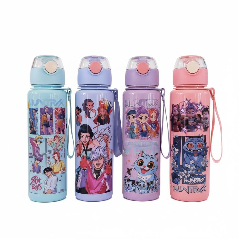 K-Pop Ghost Hunter Theme Totem Water Bottle, Reusable Hard Plastic with Lid and Straw, 700ML Eco-Friendly Alternative, Perfect for School and Travel