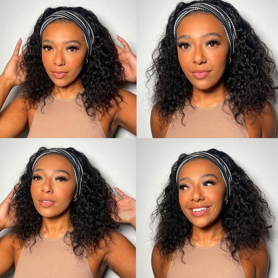 Bling Hair VIP Kinky Curly Headband wig Human Hair No Gel Kinky Curly Headband Wigs for Black Women 180 Density None Lace Front Wigs Human Hair #headbandwig #TikTokShopHolidayHaul