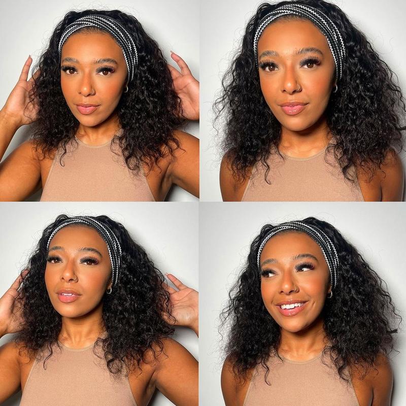 Bling Hair VIP Kinky Curly Headband wig Human Hair No Gel Kinky Curly Headband Wigs for Black Women 180 Density None Lace Front Wigs Human Hair #headbandwig #TikTokShopHolidayHaul