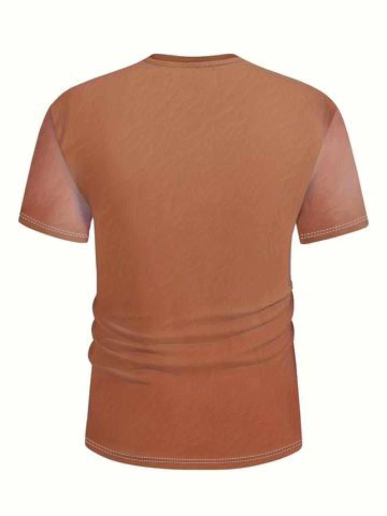 Men's 3D Muscle Print Short Sleeve Round Neck T-Shirt, Casual Fitted Graphic Tee, Summer Fashion Men's Clothing, Trendy Streetwear Creative Top, Menswear