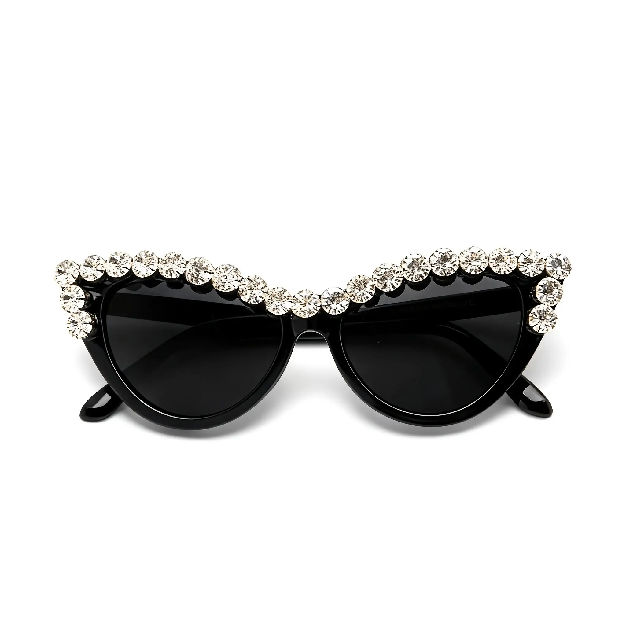 Shiny Glasses for Women, Crystal Rhinestone Lenses, Vintage Half Frame Design, Cat Eye Shape, Perfect for Photography