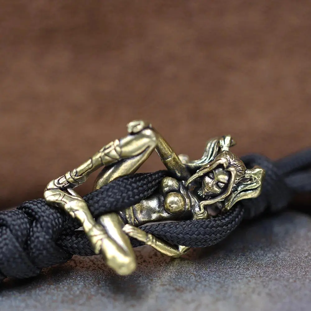 Beauty Girl Brass Knife Beads EDC Outdoor DIY Paracord Handmade Woven Lanyard Pendants Umbrella Rope Bracelet Charms Accessories