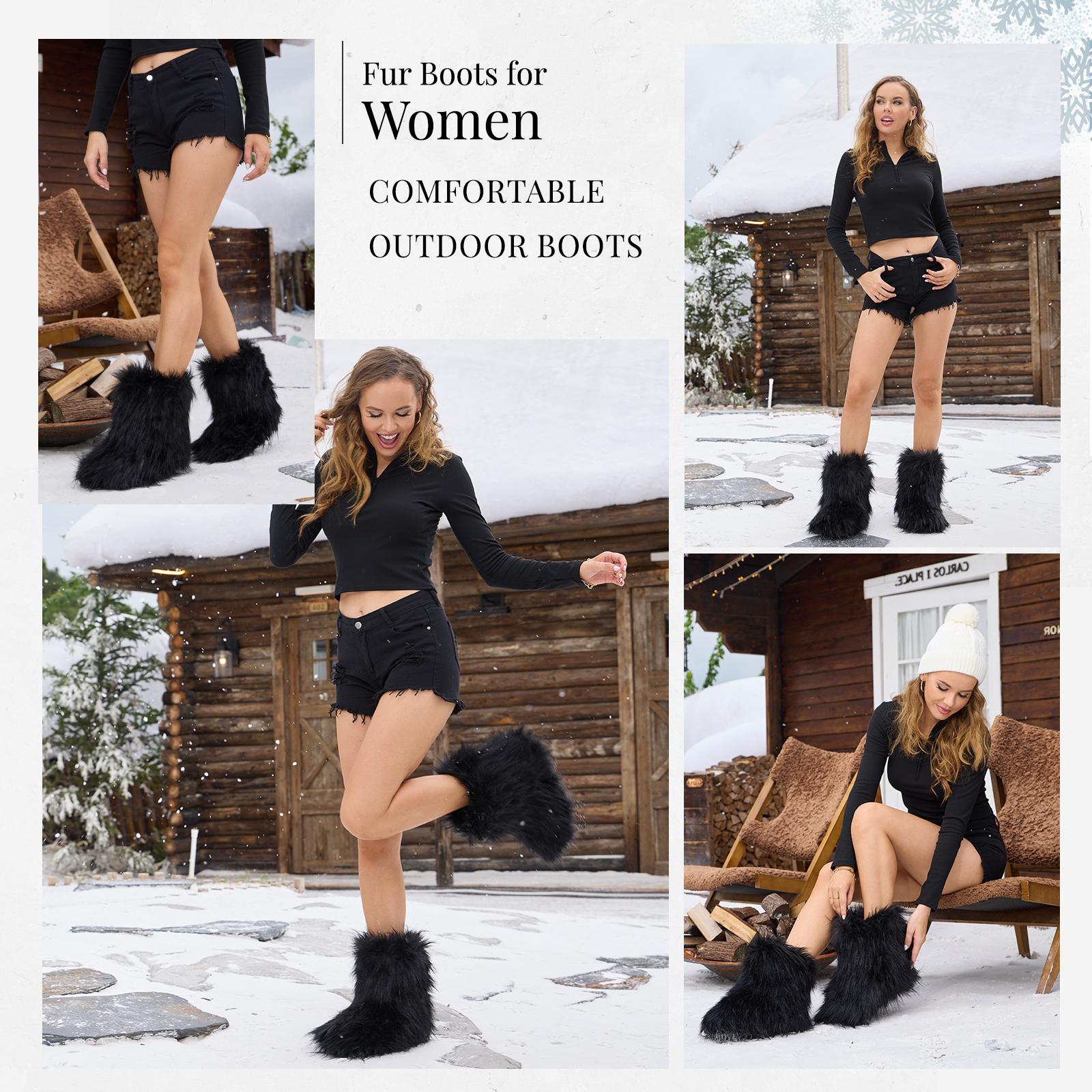 IUV Women's Fluffy Faux Furry Boots Snow Boots for Women Winter Round Toe Suede Mid-Calf Outdoor Indoor Flat Comfy Plush Warm Short Boots Y2K Fashion Non-Slip Sole Brown Black Pink White IUV Women's Fluffy Faux Furry Boots Snow Boots for Women Winter Round Toe Suede Mid-Calf Outdoor Indoor Flat Comfy Plush Warm Short Boots Y2K Fashion Non-Slip Sole Brown Black Pink White