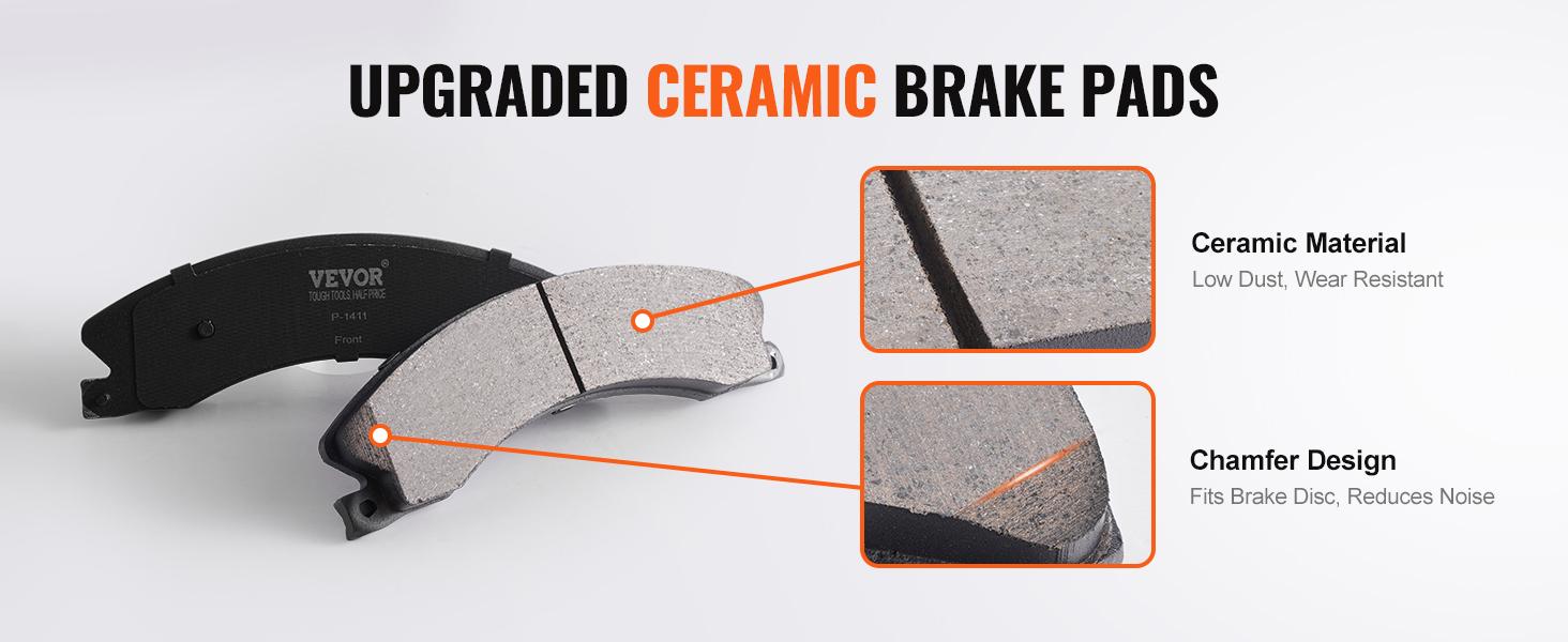 VEVOR Front Brake Kit Compatible with 2011-2019 Chevy Silverado GMC Sierra 2500 3500 HD, Drilled and Slotted Brake Rotors Ceramic Brake Pads Replacement Kit, 14 Front Rotors