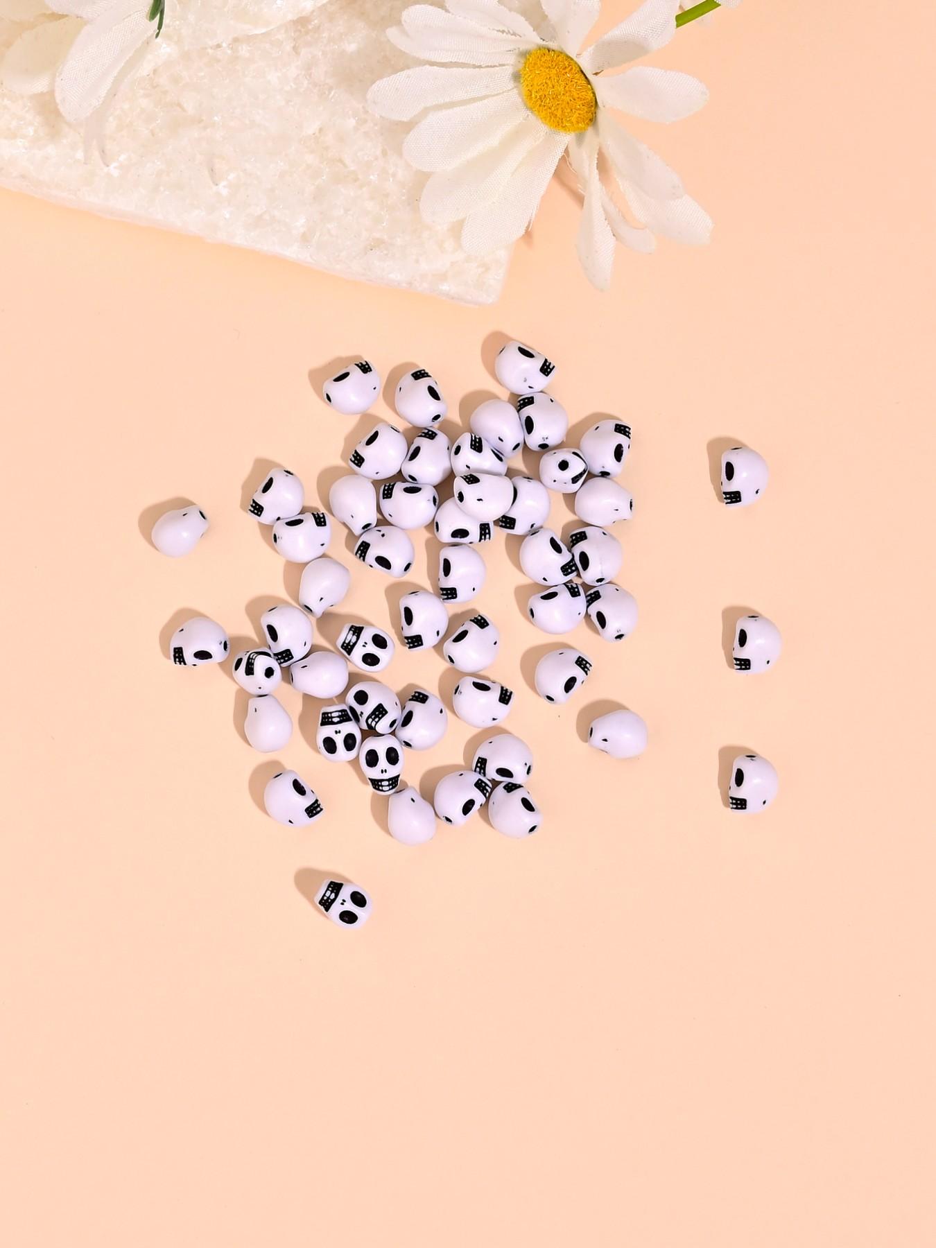 50 Punk Skull Beads for DIY Jewelry Making, Perfect for Earrings, Necklaces, Bracelets, Phone Chains, Halloween Accessories