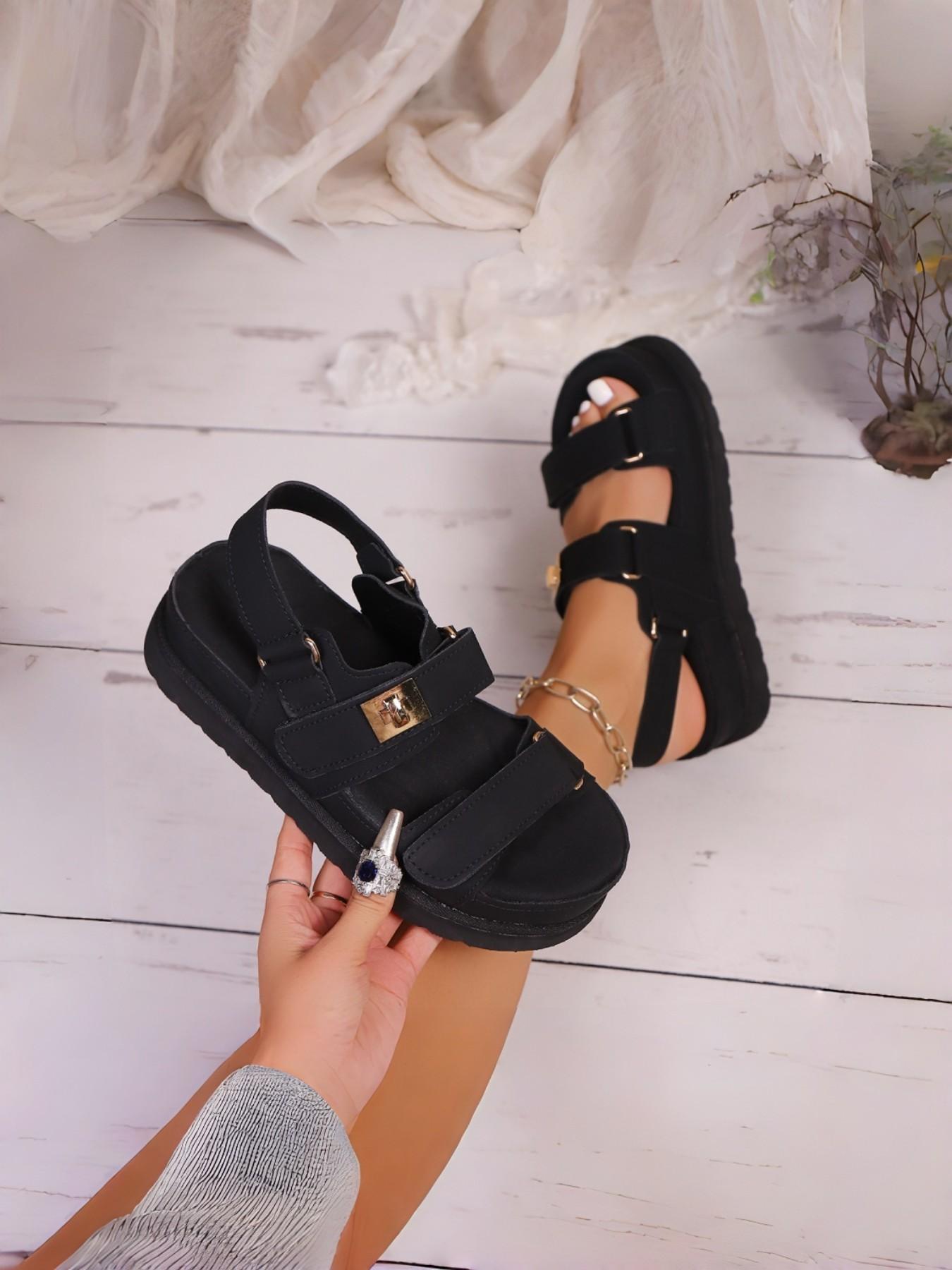 Women's Thick Sole Velcro Sandals, Retro Casual Roman Shoes, Comfortable Footwear for Everyday Wear, Stylish and Practical Design
