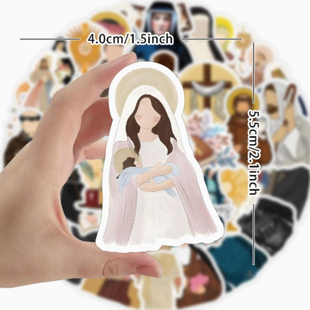 1Pc 50PCS Vintage Monk Stickers Aesthetic Religious Art Vinyl Waterproof Decals Funny Unique Graffiti Sticker Pack for Laptop Water Bottle Phone Case Skateboard Helmet Scrapbook DIY Decor Gift Spring Summer Party Supplies