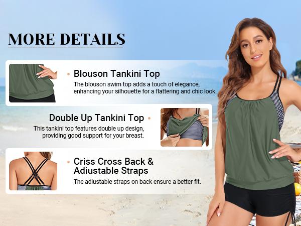 Holipick Tankini Top for Women Blouson Tummy Control Swim Top Loose Fit Bathing Suit Top Only No Bottom Holipick Tankini Top for Women Blouson Tummy Control Swim Top Loose Fit Bathing Suit Top Only No Bottom