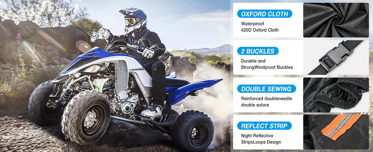 Nilight ATV Cover Waterproof 420D Heavy Duty Ripstop Material Black Protects 4 Wheeler from Snow Rain All Season All Weather UV Protection Fits up to 82"(82'' Lx47''W x 45''H) Vehicle Motorbike  dealsforyoudays