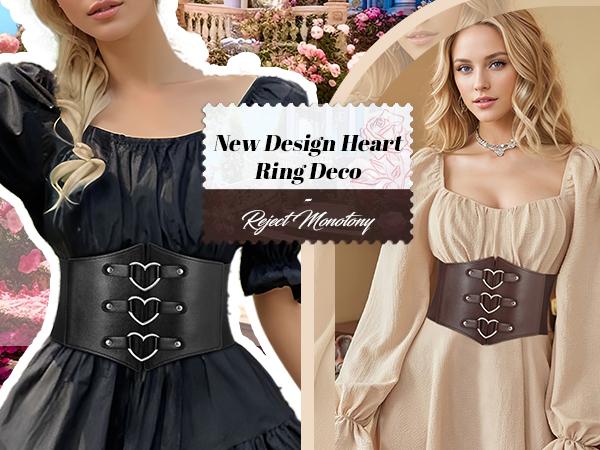JASGOOD Women Corset Belt Metal O-Ring Heart-Ring Wide Elastic Waspie Waist Belt for Daily Cosplay Halloween Costumes JASGOOD Women Corset Belt Metal O-Ring Heart-Ring Wide Elastic Waspie Waist Belt for Daily Cosplay Halloween Costumes