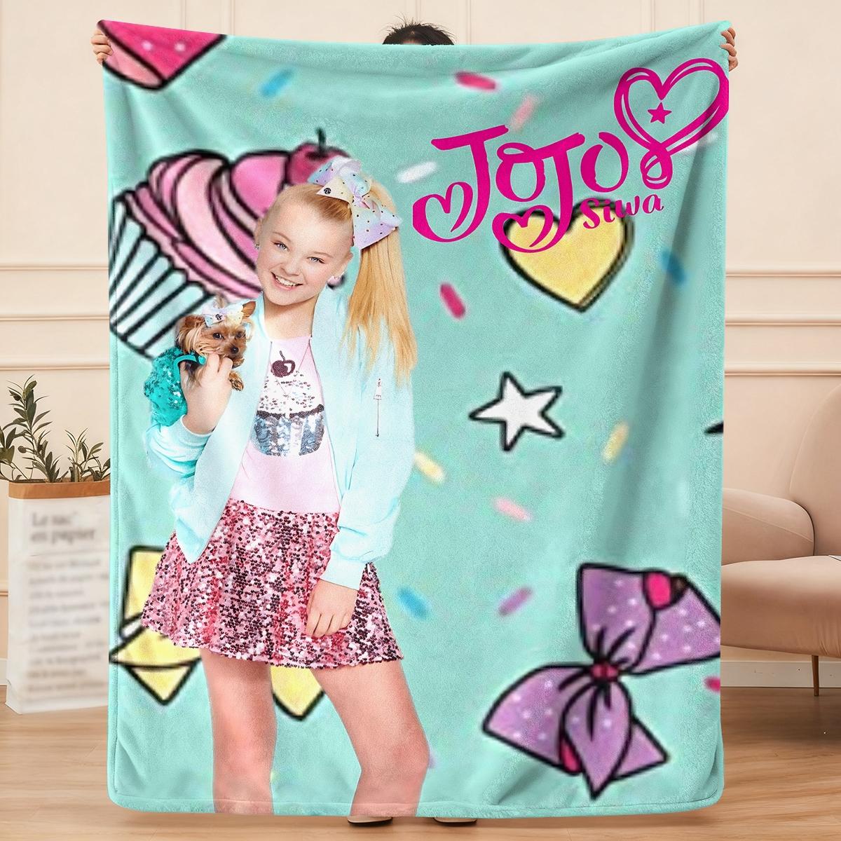 JoJo Siwa design  flannel blanket, exclusive gift for home, office, camping travel, personalized pattern design, modern style, soft texture