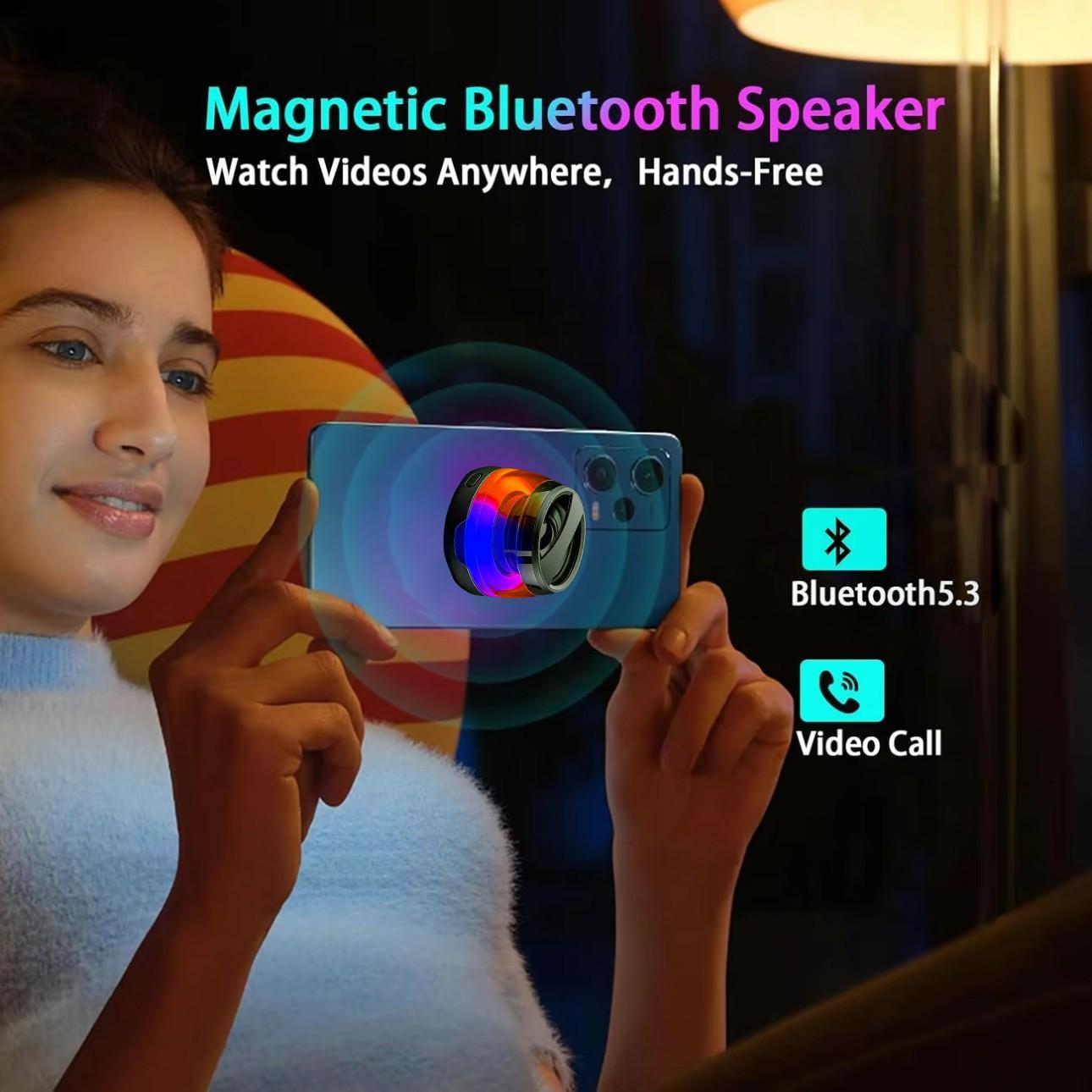 RGB Bluetooth Speaker - Tiny Portable with Magnetic Phone Holder| Wireless Sound + Charging| Compact Office Home Use
