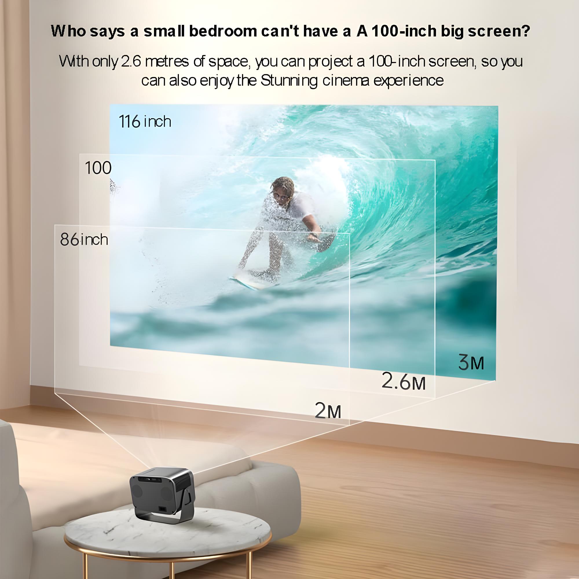 Mini smart projector, 4K1080P decoding ladder adjustment, mobile computer synchronized image function, portable large screen projector for office outdoor room Audio Electronic