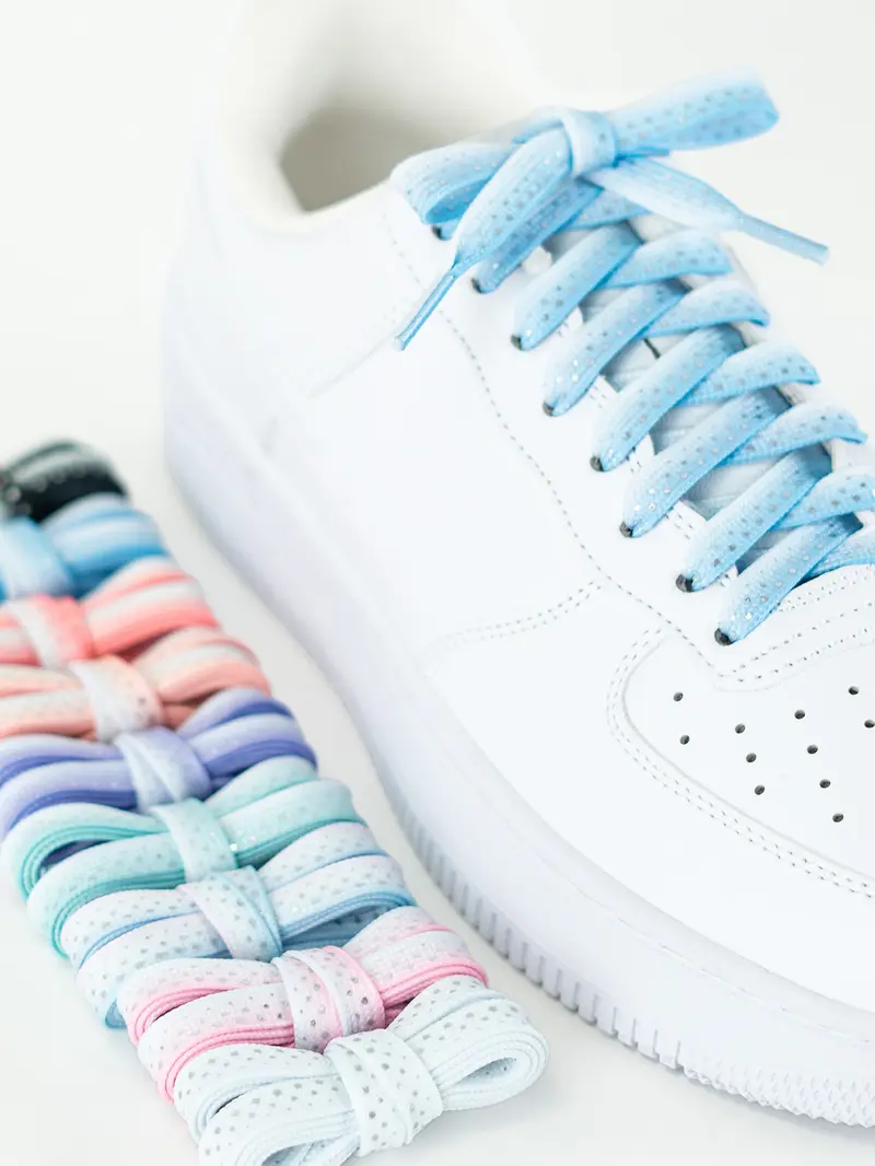 Pair of 8mm Wide Personalized Shoe Laces, Multicolor Ink Splatter Silver Color Casual Versatile Shoelaces, Stylish and Durable