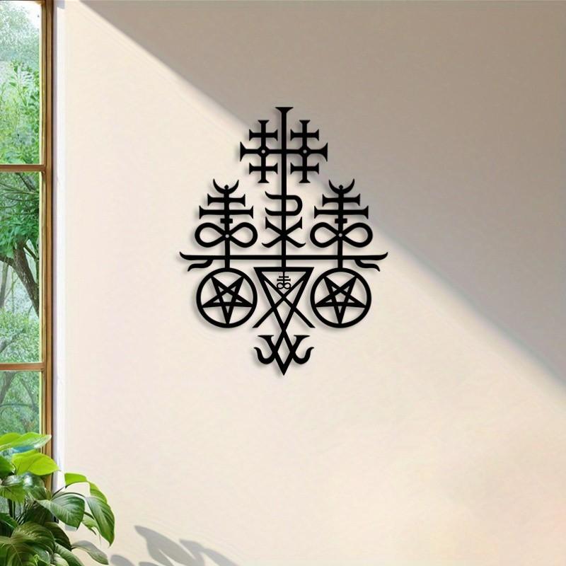 Lucifer Leviathan Cross Metal Wall Decor, Satanic Symbol Sculpture, Ideal for Living Room, Bedroom, Office, Halloween Decoration