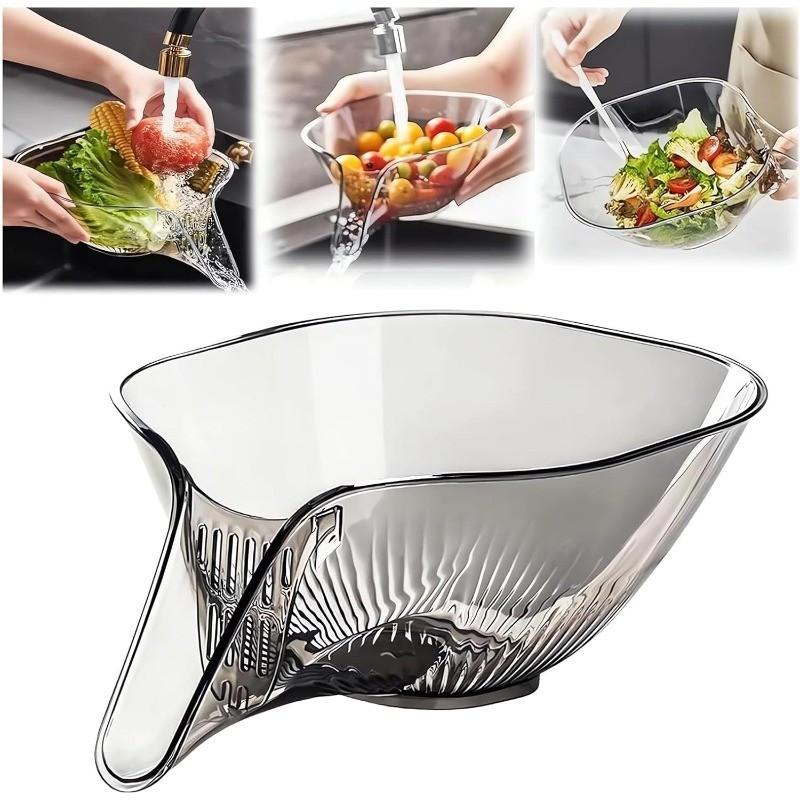 1pc Multi-functional Internet Celebrity Drain Basket, Kitchen Vegetable Washing Basket Multifunctional Vegetable Washing Basin, Washing Fruit Drain Basket, Creative Self-contained Water Drain Basin for Restaurant