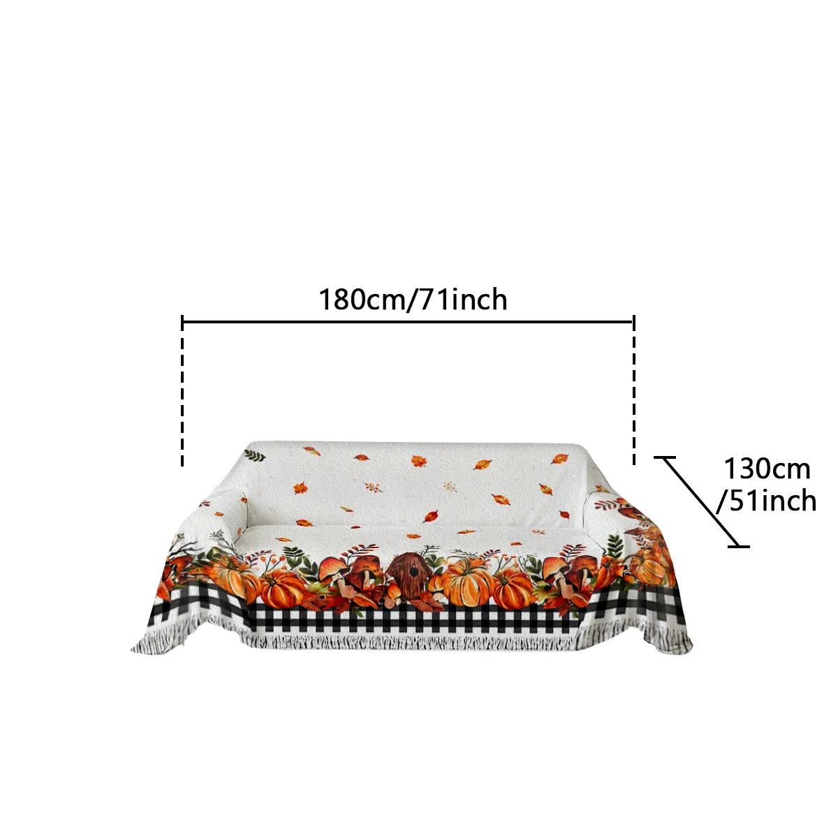 Autumn pumpkin leaf sofa cover machine washable sofa towel suitable for decorating sofas in bedrooms and living rooms throughout the year