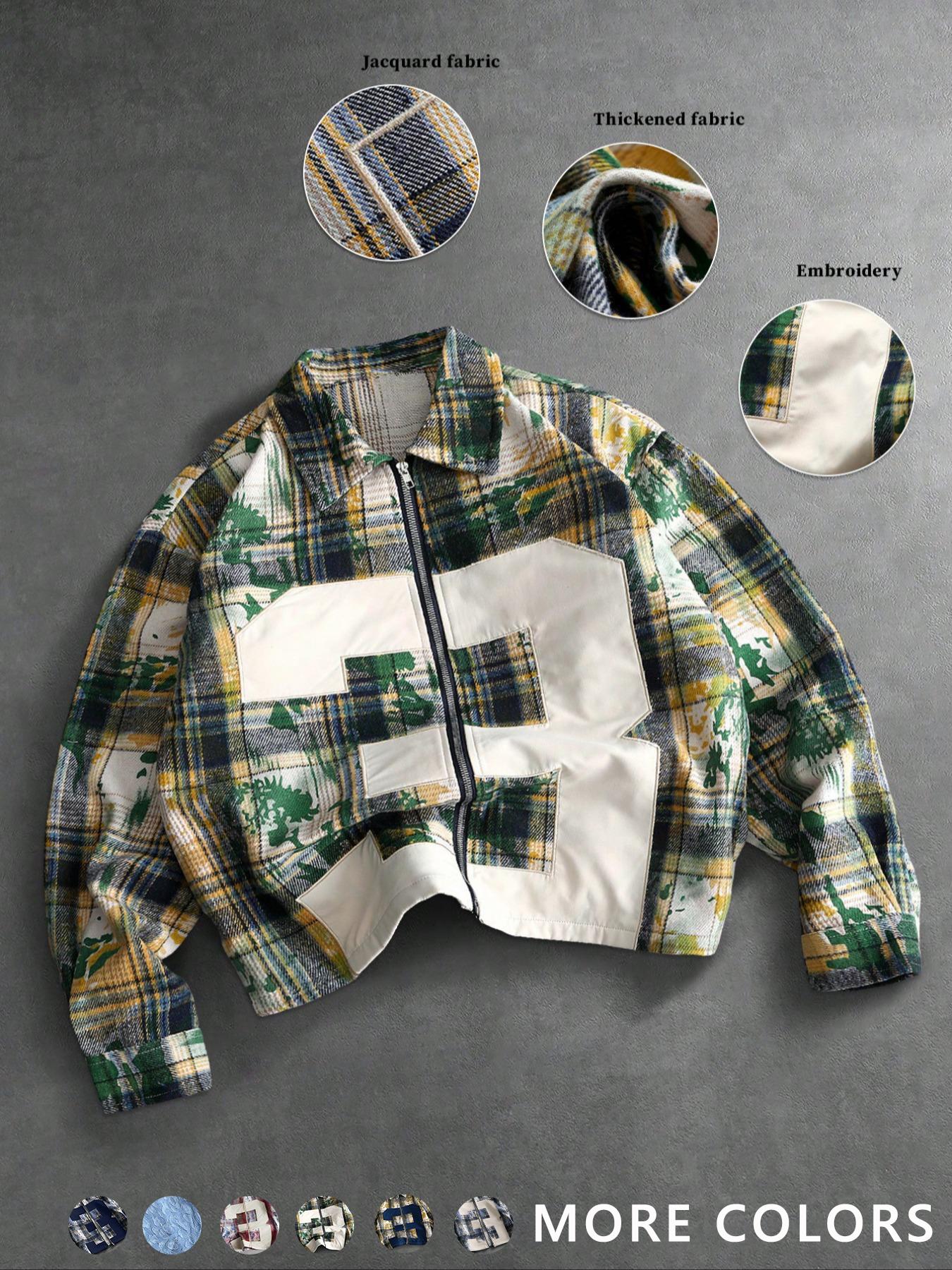 Men's New Trendy Fashion Street Campus Plaid Shirt, Casual Stylish Button-Down Top, Perfect for Daily Wear and School