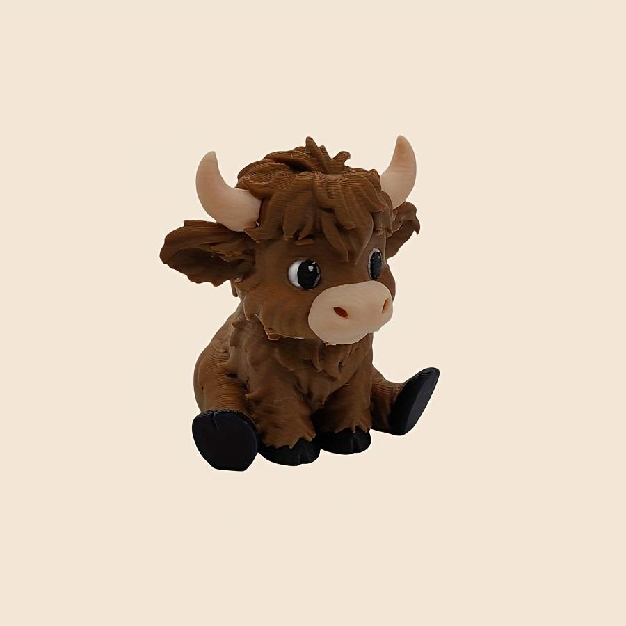 3D Printed Creative Scottish Highland Cow Figurine, High-End Unique Car Decoration, Small Collectible Ornament, 1 Piece
