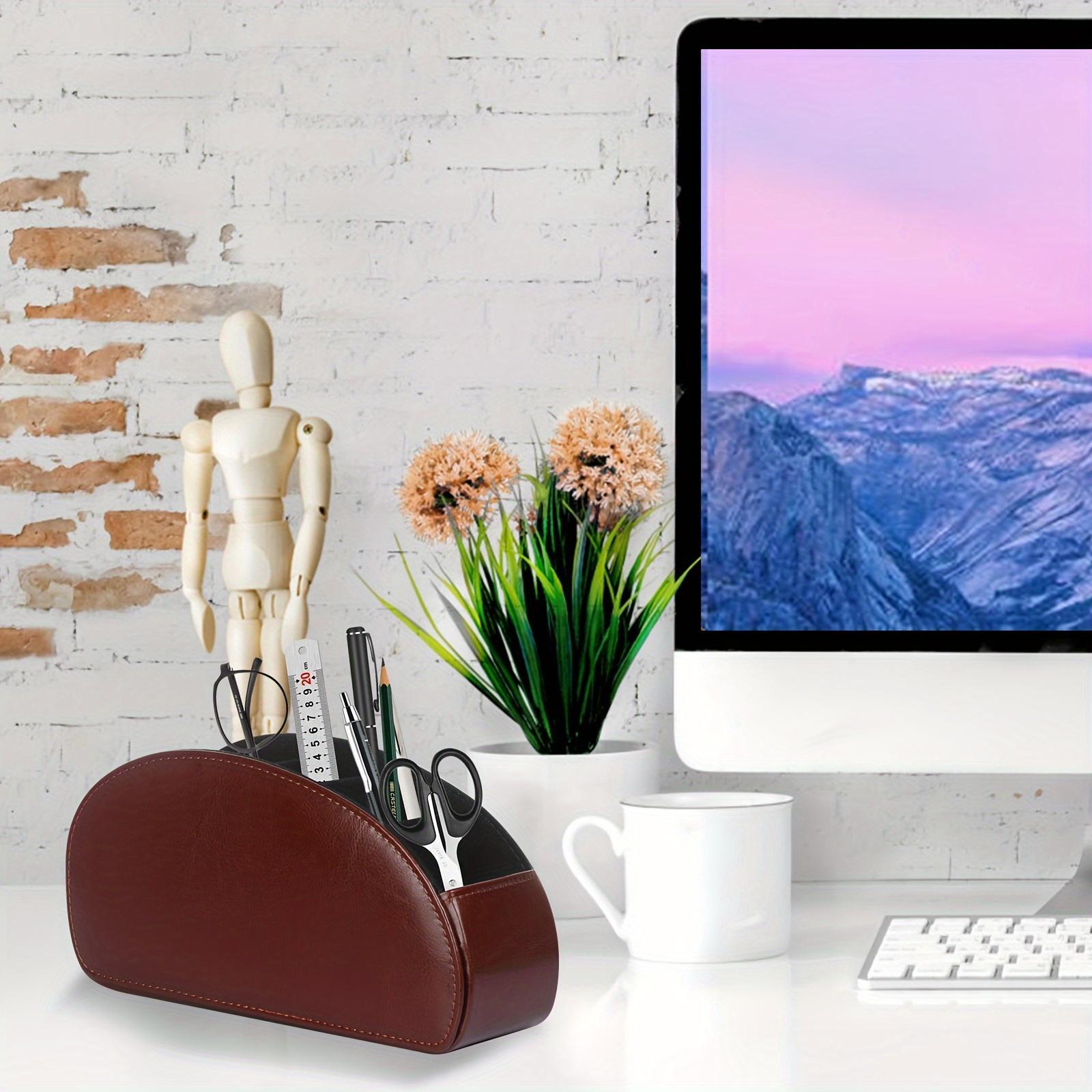 Remote Control Holder, PU Leather Remote Control Holder, Desk & Drawer Organizer for Home Storage