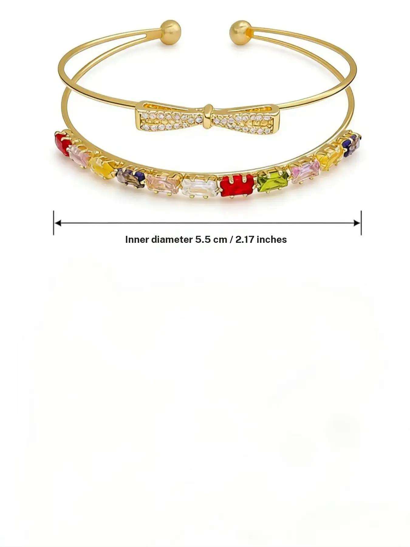 Exquisite Zirconia Bow Bangle, Versatile Stackable Bracelet, Unique Design Gemstone Jewelry, Gift for Girlfriend