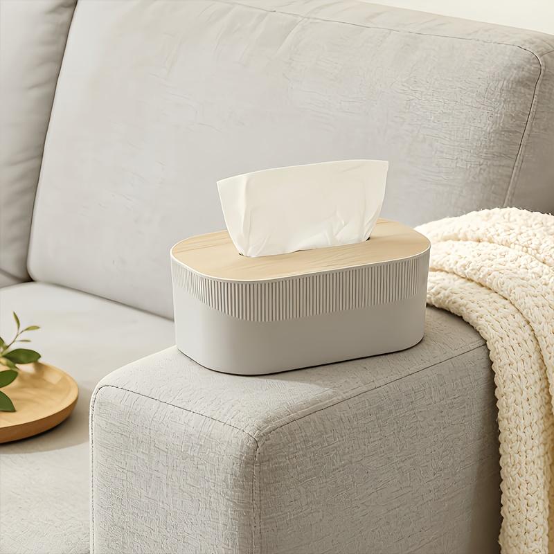 Nordic Minimalist Style Tissue Box, Arched Handkerchief Box with Grain Lid, Large Napkin Dispenser, Autumn Decoration Bathroom, Suitable for Bathroom, Bedroom, Living Room, Student Dormitory. Bathroom Additions