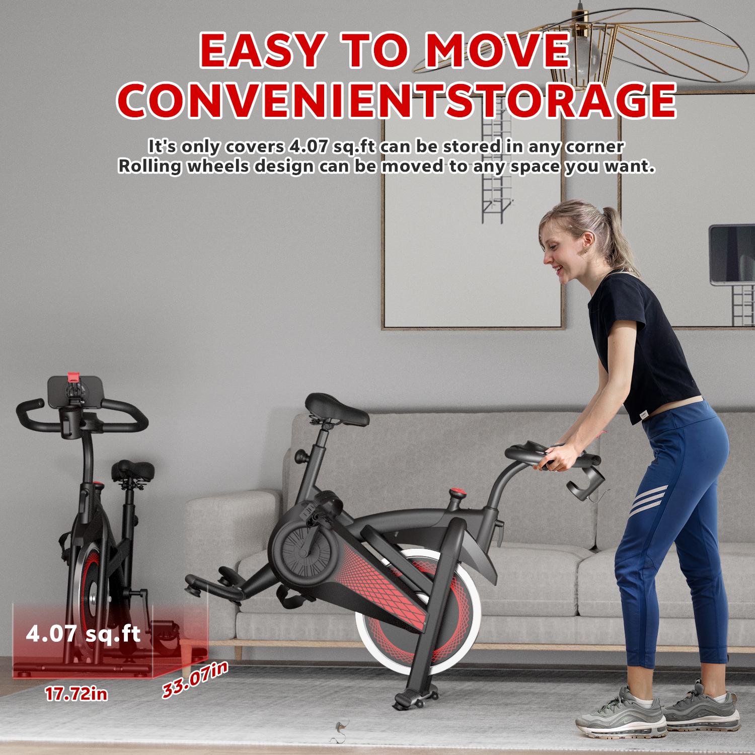 [New arrived] Exercise Bike 18LBS Flywheel ,Spinning bike 300 LBS Maximum load capacity;E bike Cycle Adjustable Brake Button; Adjustable Handlebar Height; Adjustable Seat Height.
