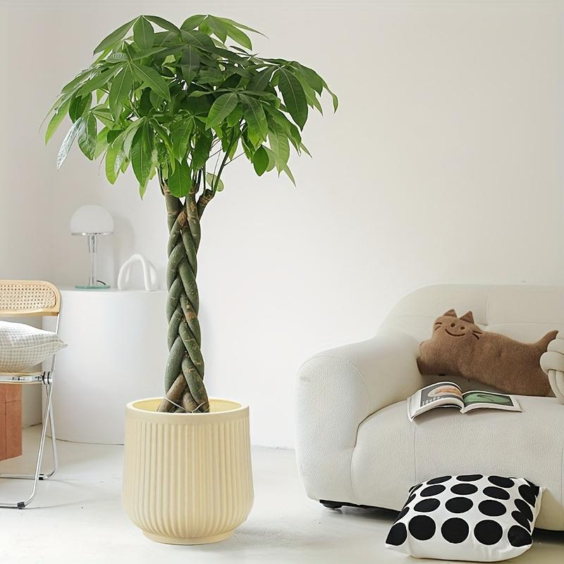 2 classic Roman striped plastic flowerpots-medium lightweight and durable indoor/outdoor flowerpots with metal-plated surface and circular design, suitable for succulents, cacti, Halloween and Christmas decorations, Modern Plant Pot, Planter Pots